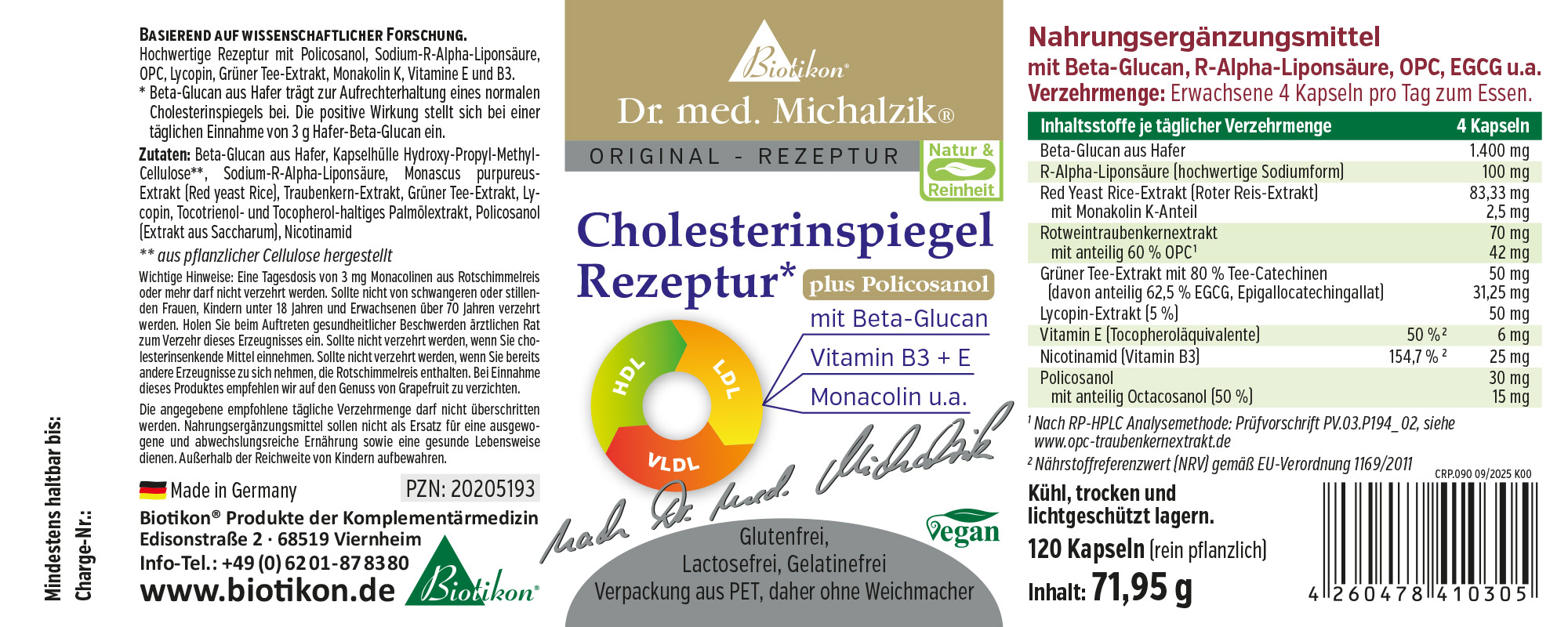 Cholesterinspiegel Rezeptur + Policosanol