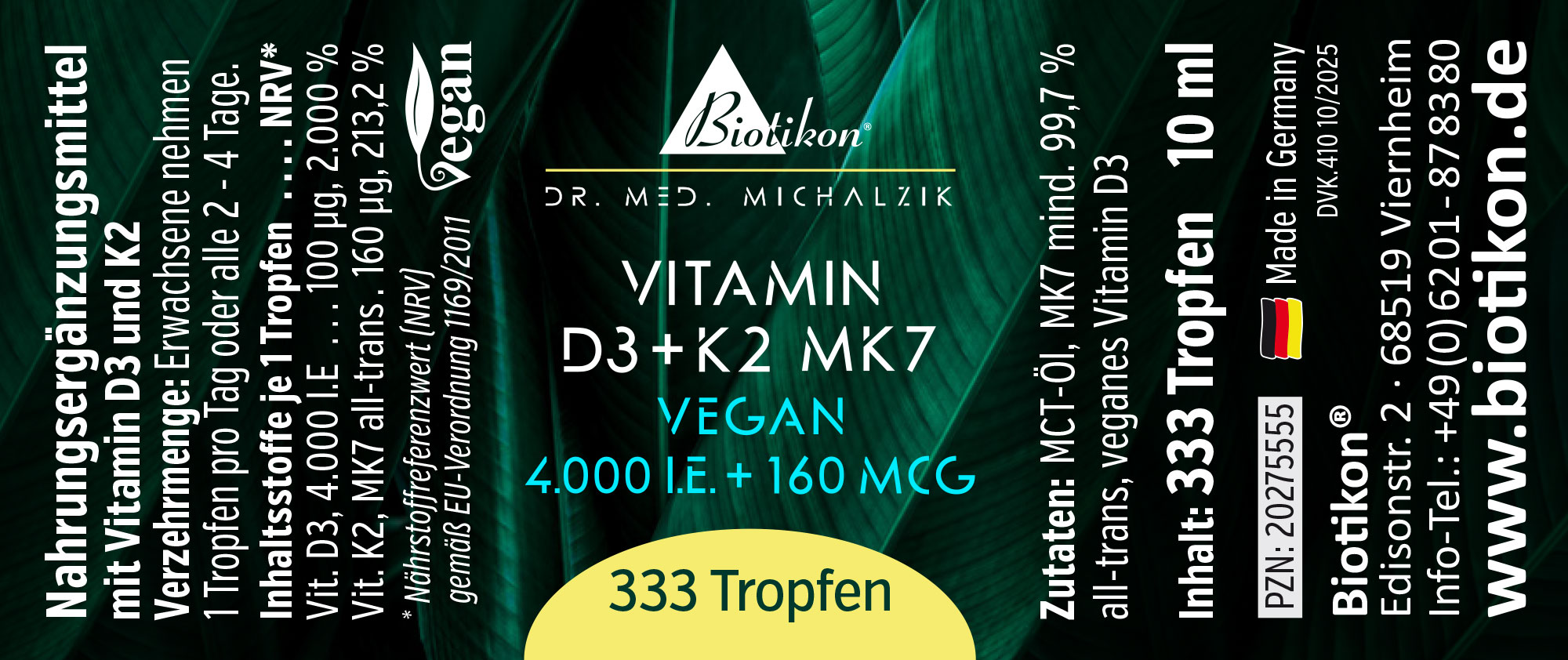 Vitamin D3 + K2 MK7, 1,000 IU + 40 mcg by Dr. med. Michalzik
