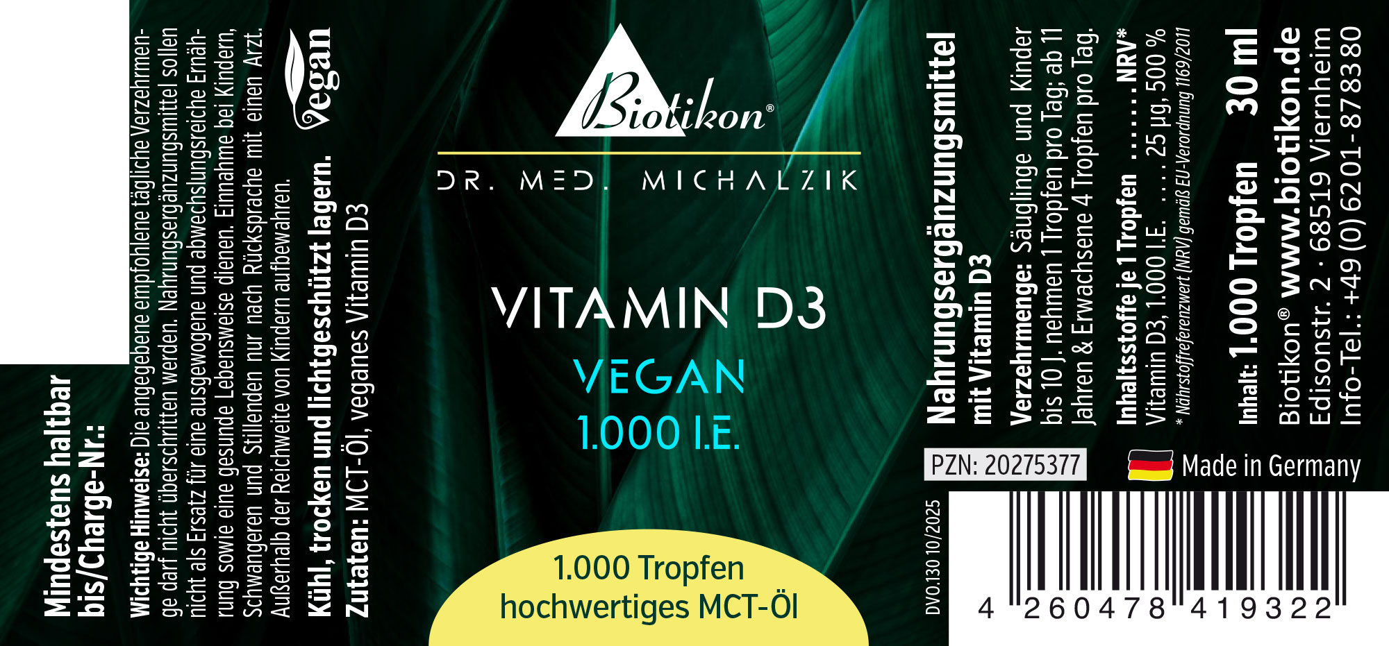 Vitamin D3 1.000 I.E. Tropfen vegan