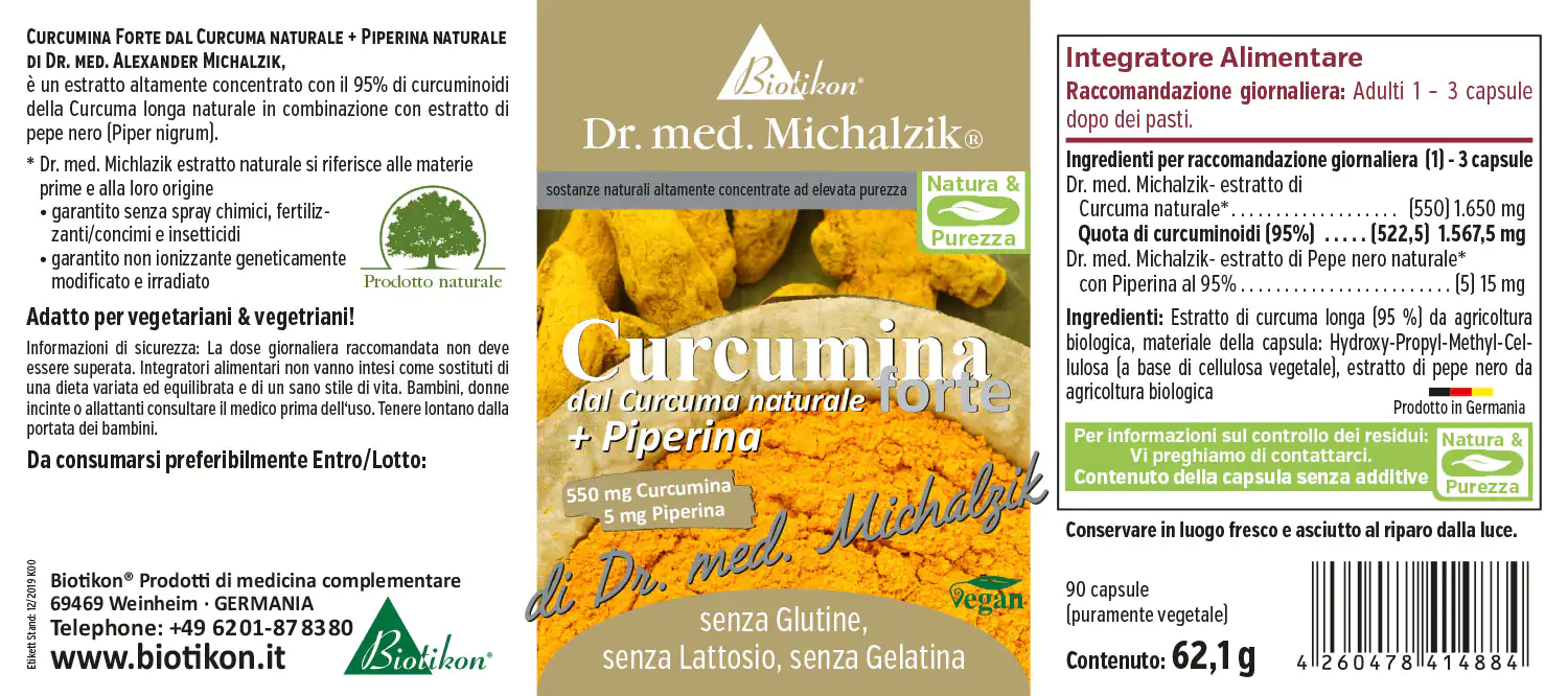 Curcumina forte da curcuma bio + Piperina