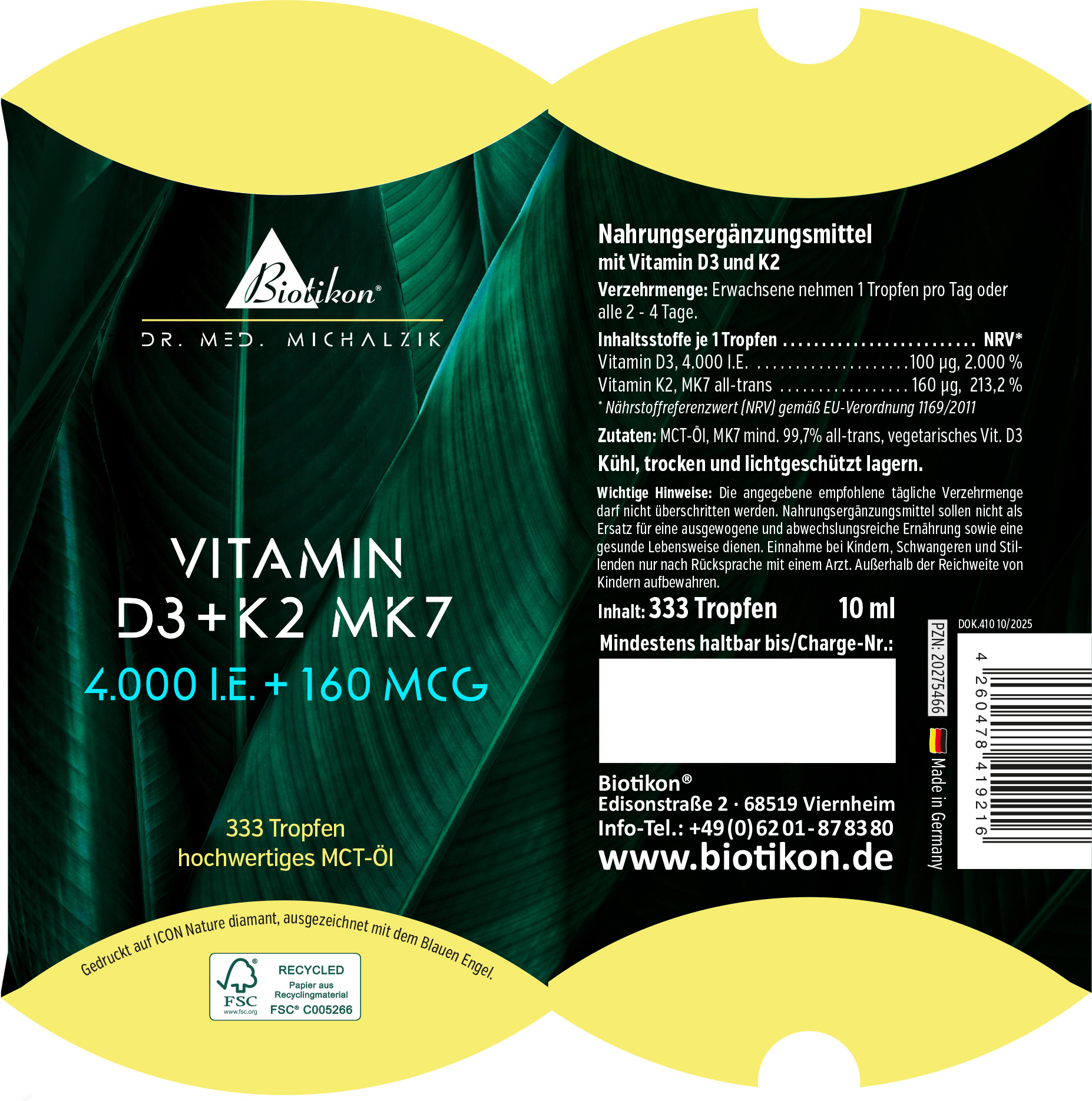 Vitamin D3 + K2 MK7 4.000 I.E. + 160 MCG Tropfen