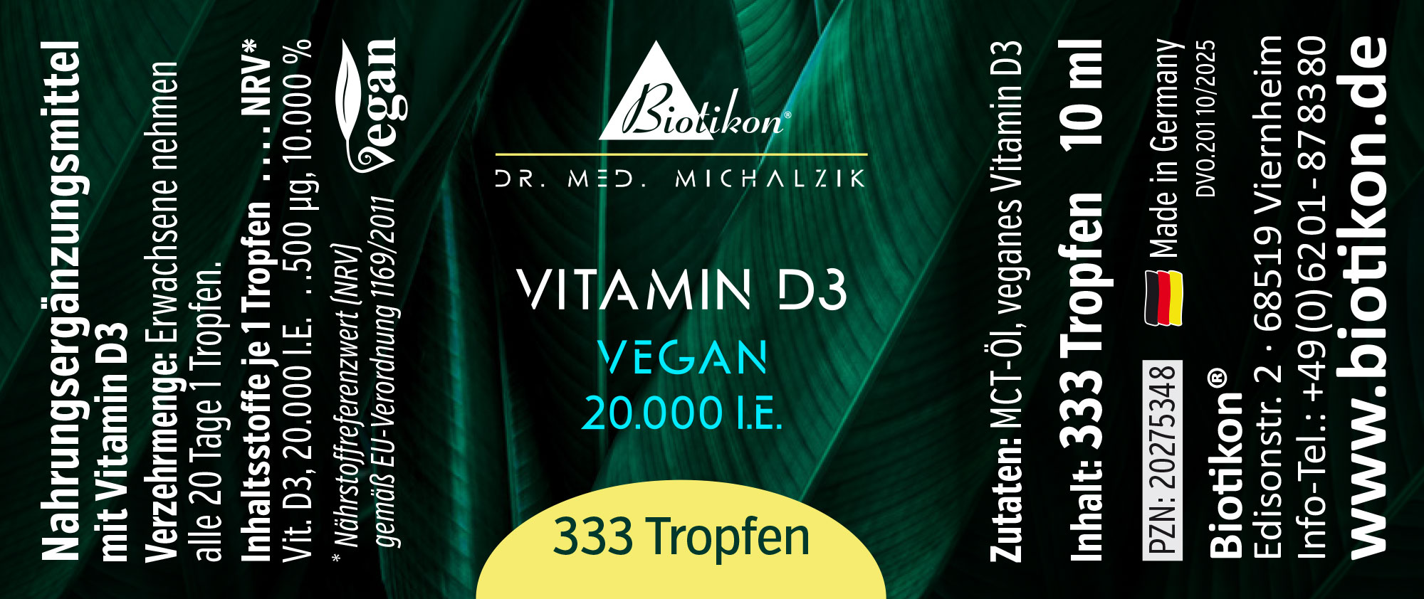 Vitamin D3 20.000 I.E. Tropfen vegan