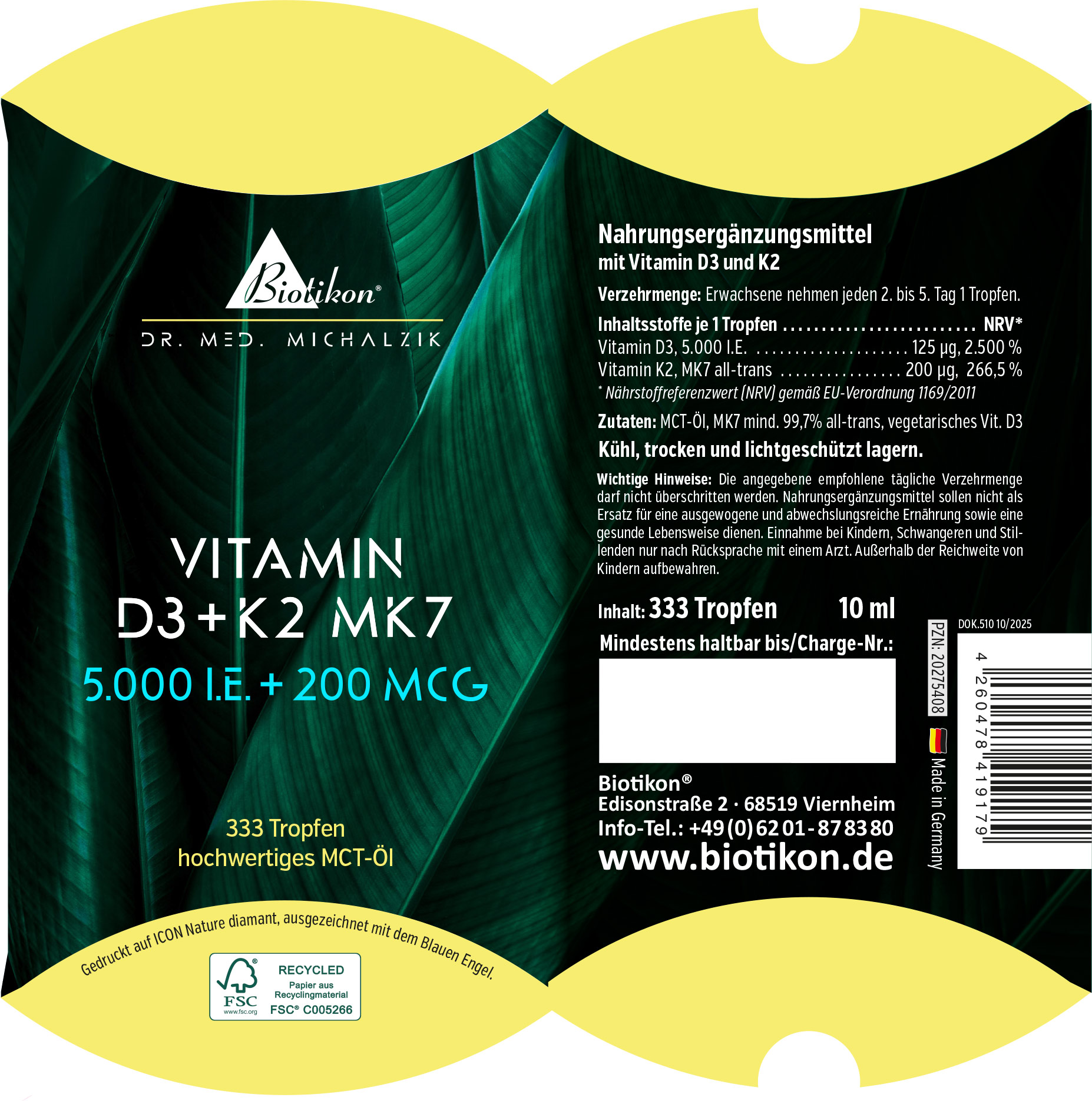 Vitamin D3 + K2 MK7 5.000 I.E. + 200 MCG Tropfen