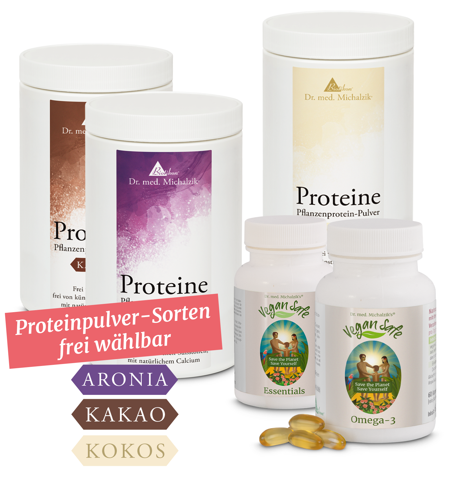 Vegan Safe Komplett (Proteine 2x Aronia, 1x Kokos)