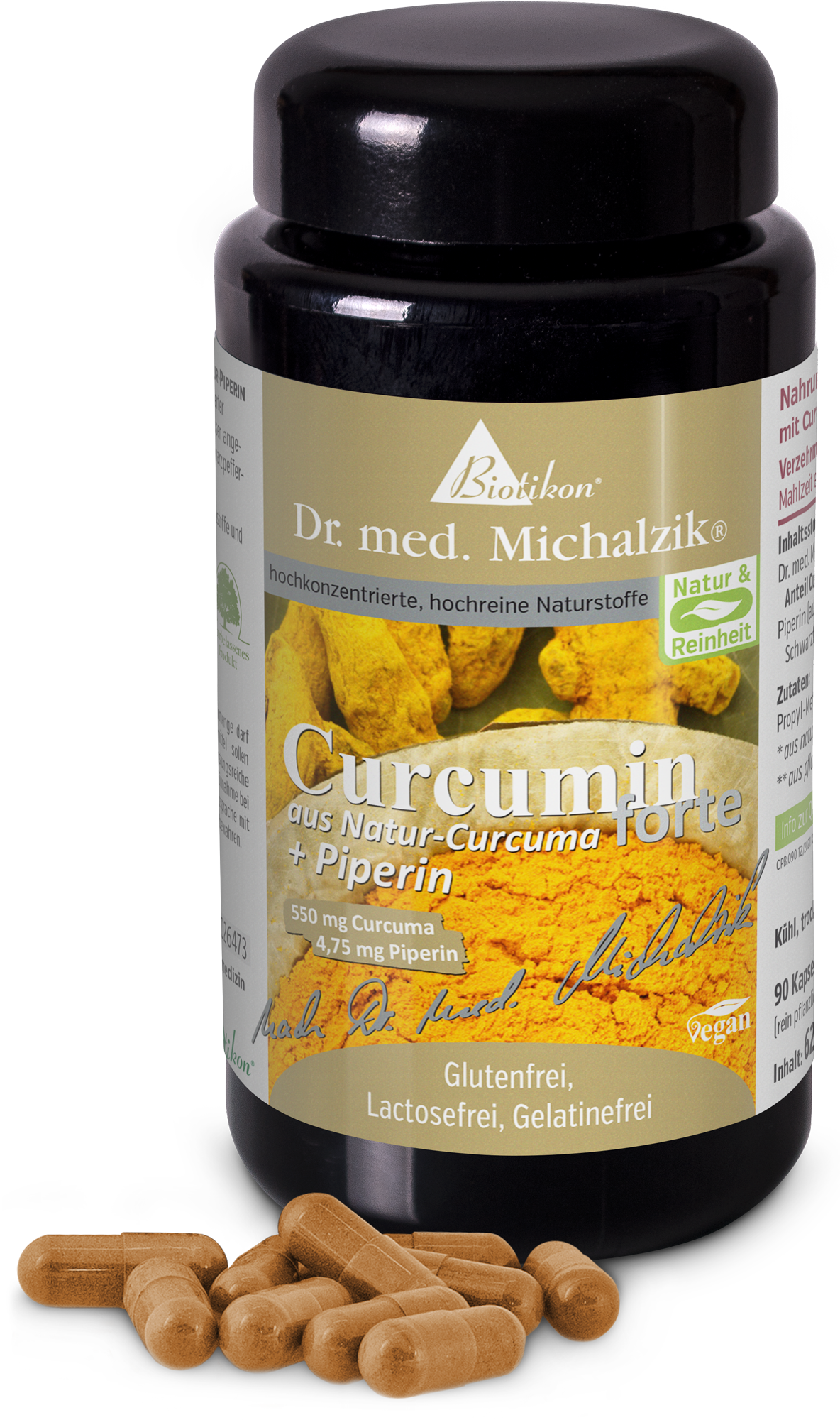 Curcumin forte aus Natur-Curcuma + Piperin