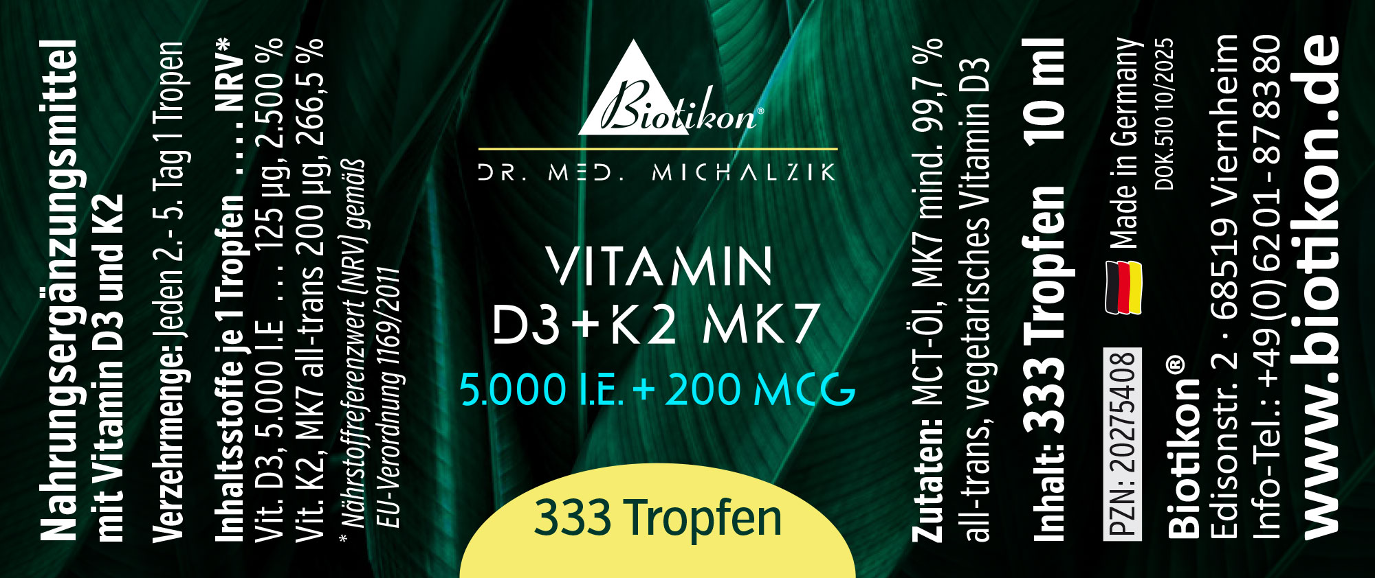 Vitamin D3 + K2 MK7 5.000 I.E. + 200 MCG Tropfen