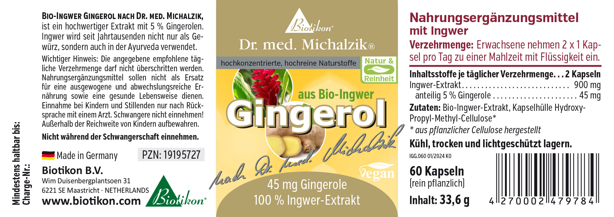 Gingerol from Organic Ginger