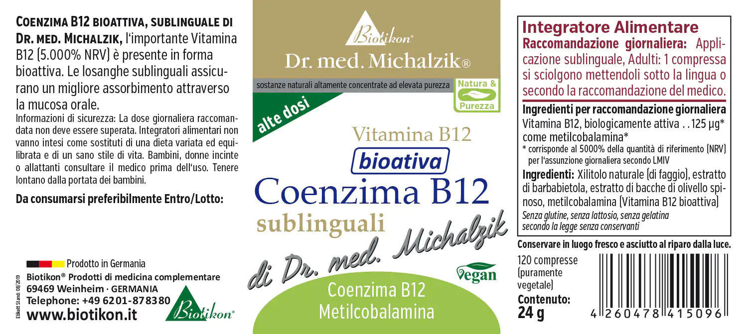 Coenzima B12 bioattiva, sublinguale