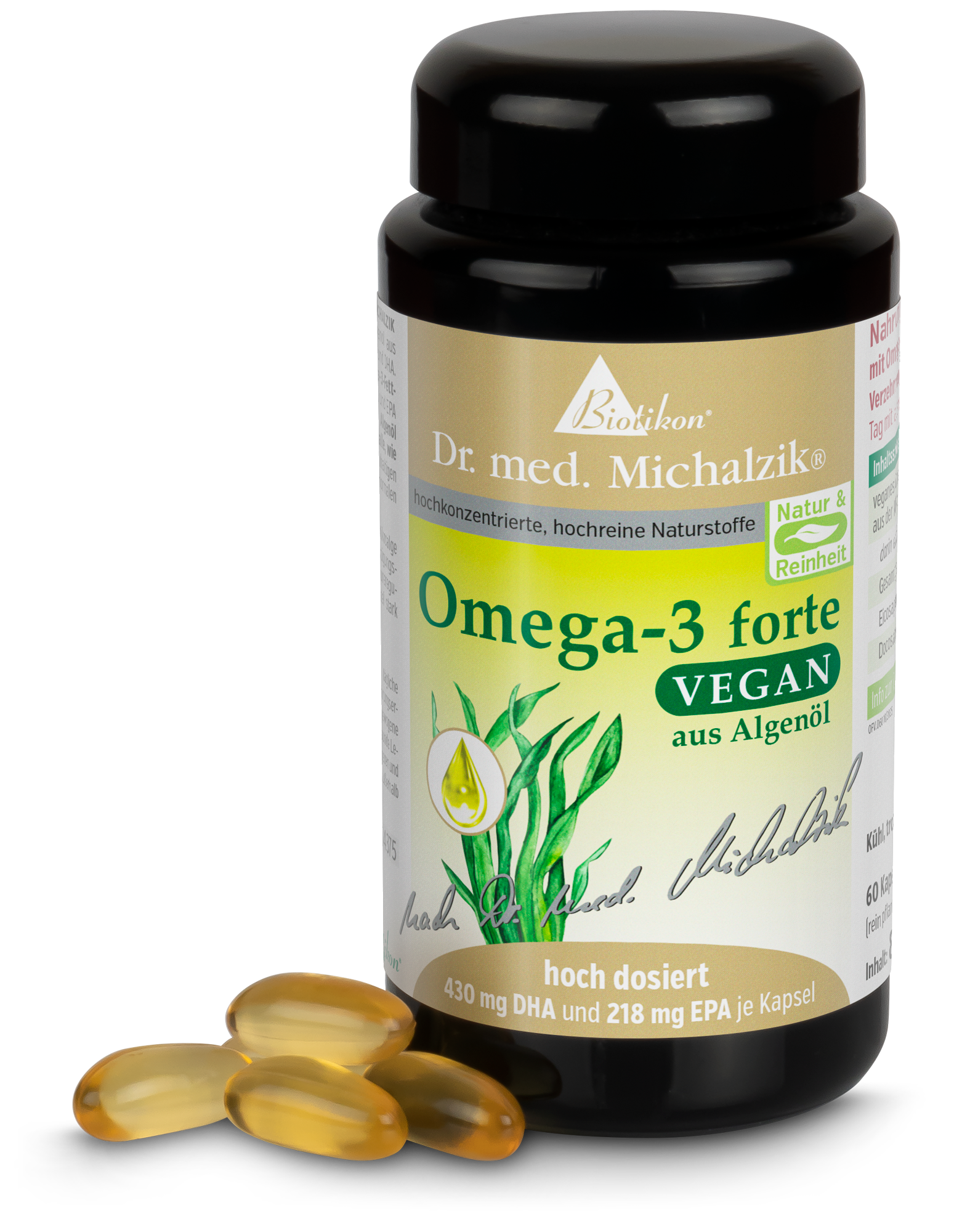 Omega-3 forte vegan - 60 capsules, violett glass
