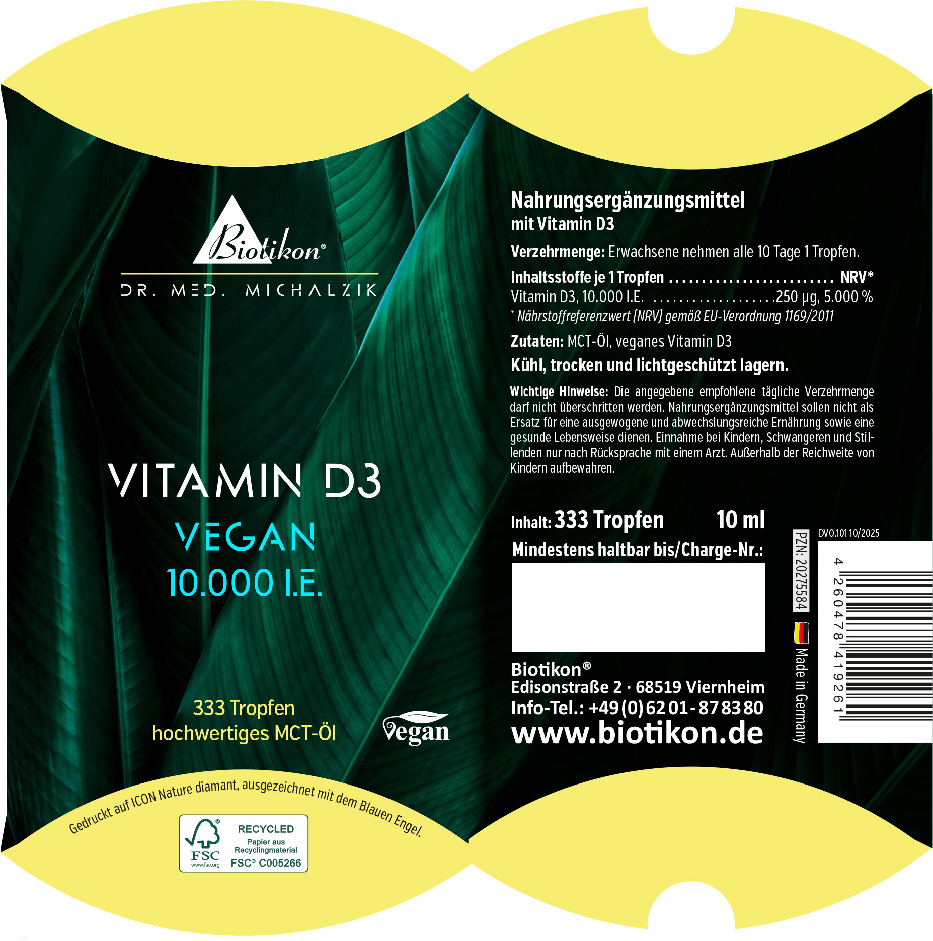 Vitamin D3 10.000 I.E. Tropfen vegan