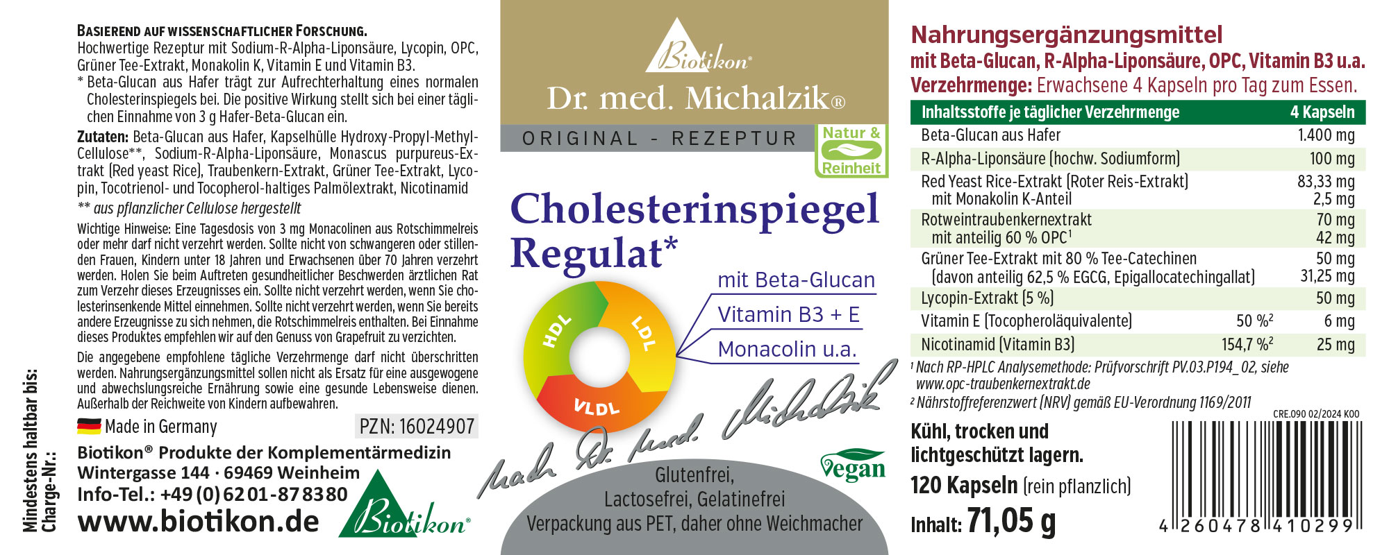 Cholesterinspiegel Regulat Biotikon