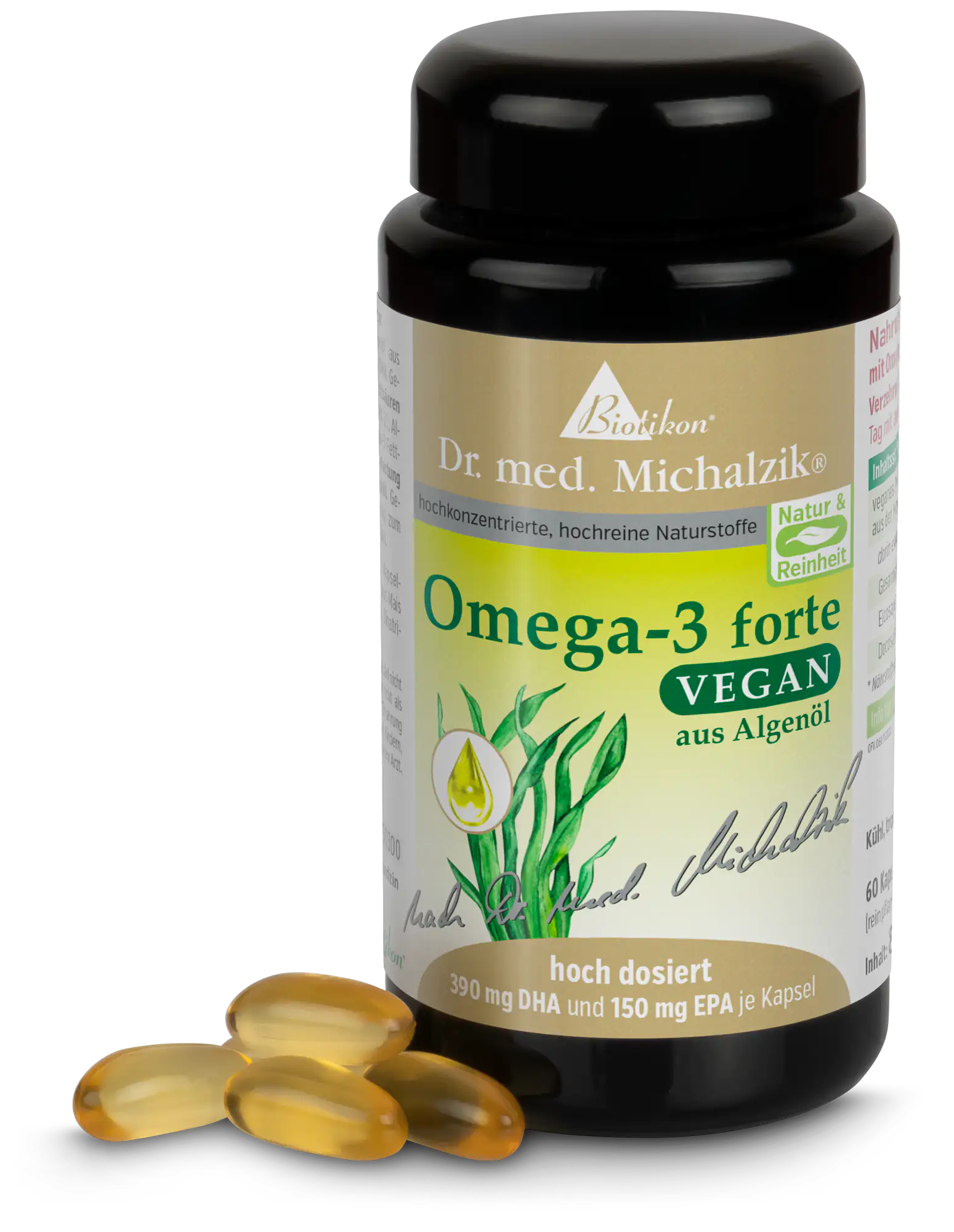 Omega-3 forte vegan - 60 Kapseln, Violettglas