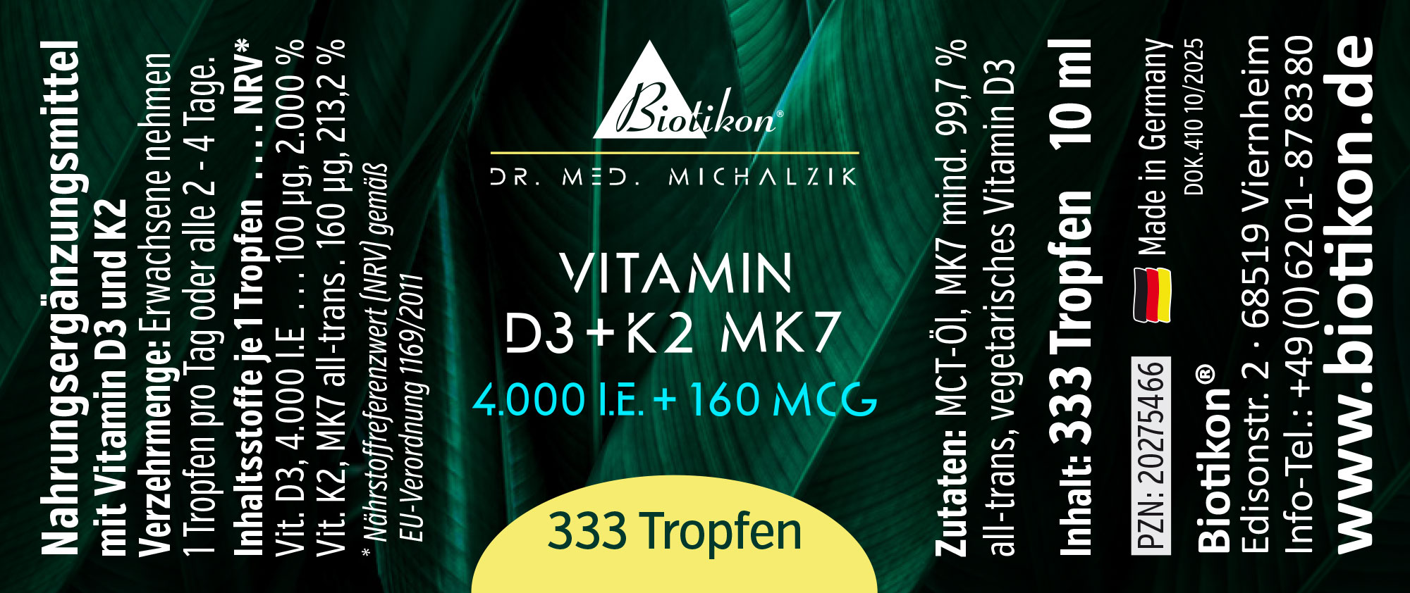 Vitamin D3 + K2 MK7 4.000 I.E. + 160 MCG Tropfen