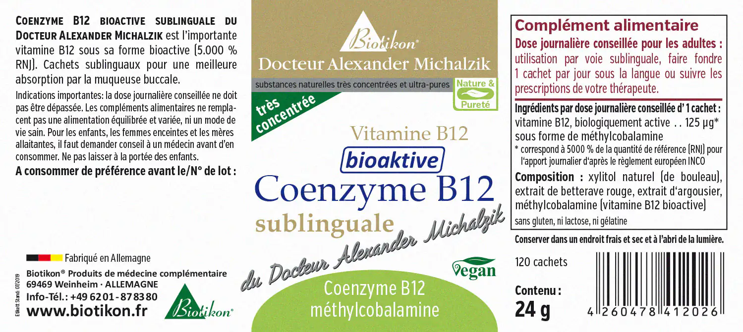 Coenzyme B12 biologiquement active, sublingual