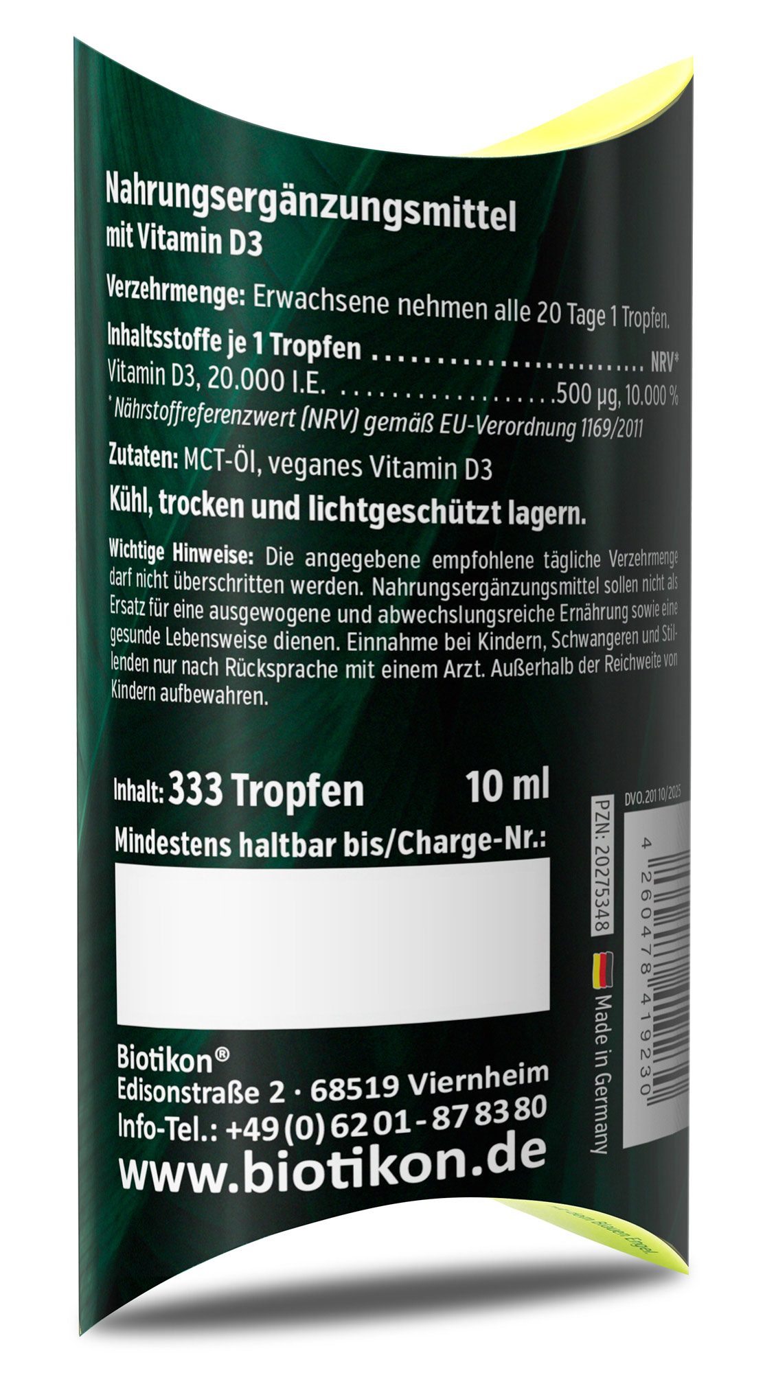 Vitamin D3 20.000 I.E. Tropfen vegan