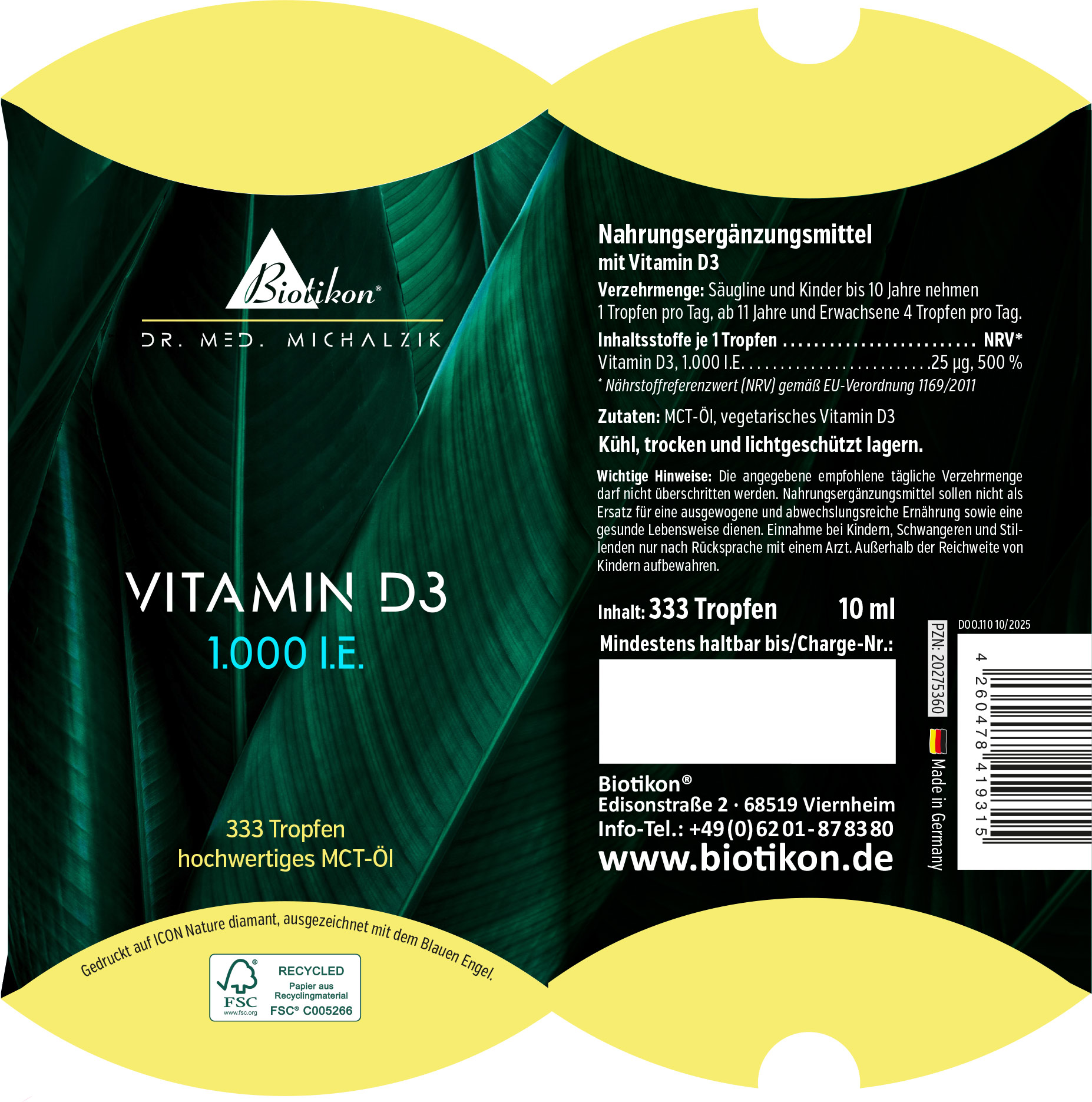 Vitamin D3 1.000 I.E. Tropfen (10 ml)