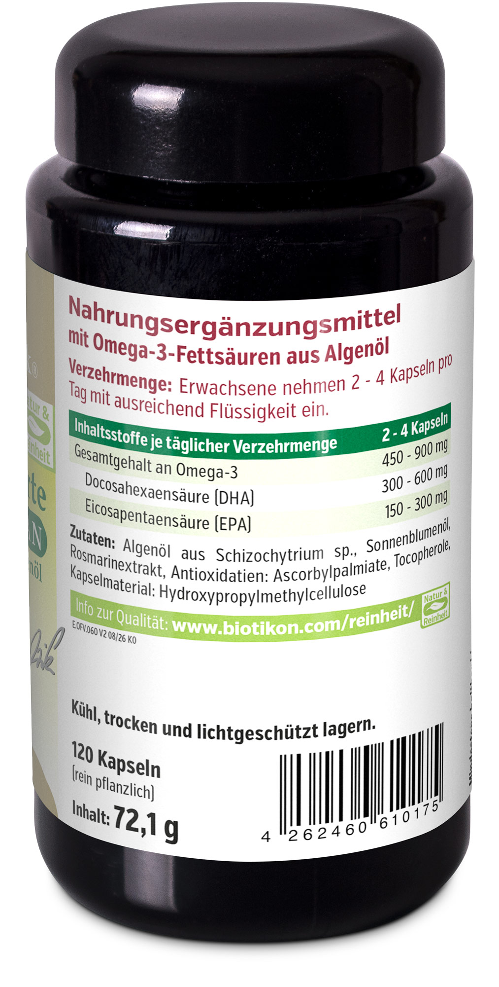Omega-3 forte vegan - 60 Kapseln, Violettglas