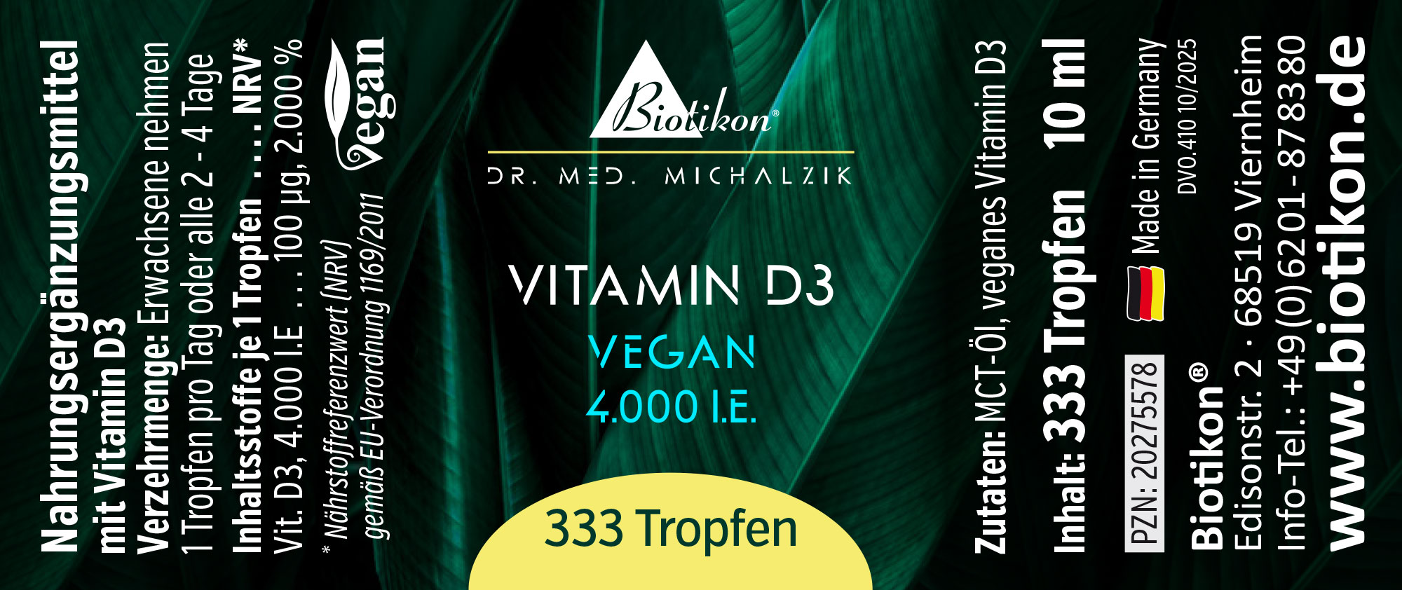 Vitamin D3 4.000 I.E. Tropfen vegan