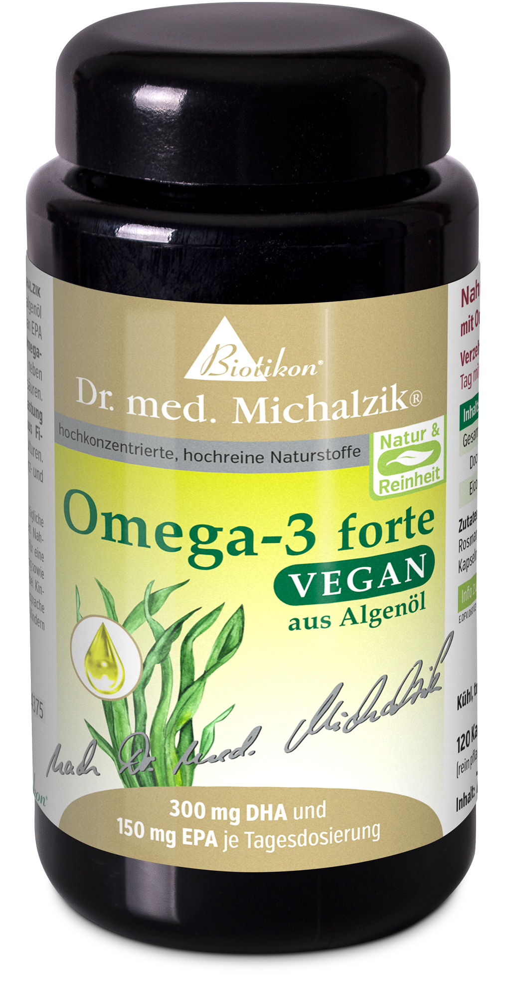 Omega-3 forte vegan - 60 Kapseln, Violettglas