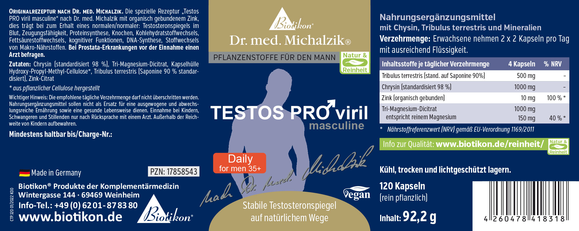 Testos PRO viril masculine nach Dr. med. Michalzik