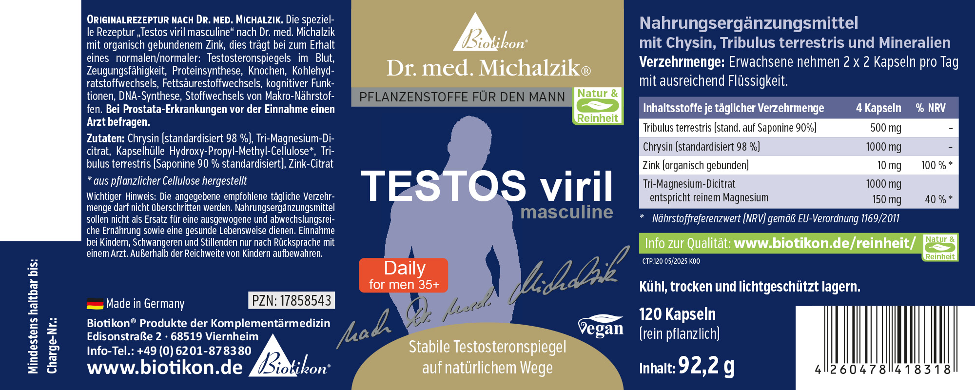 Testos PRO viril masculine nach Dr. med. Michalzik