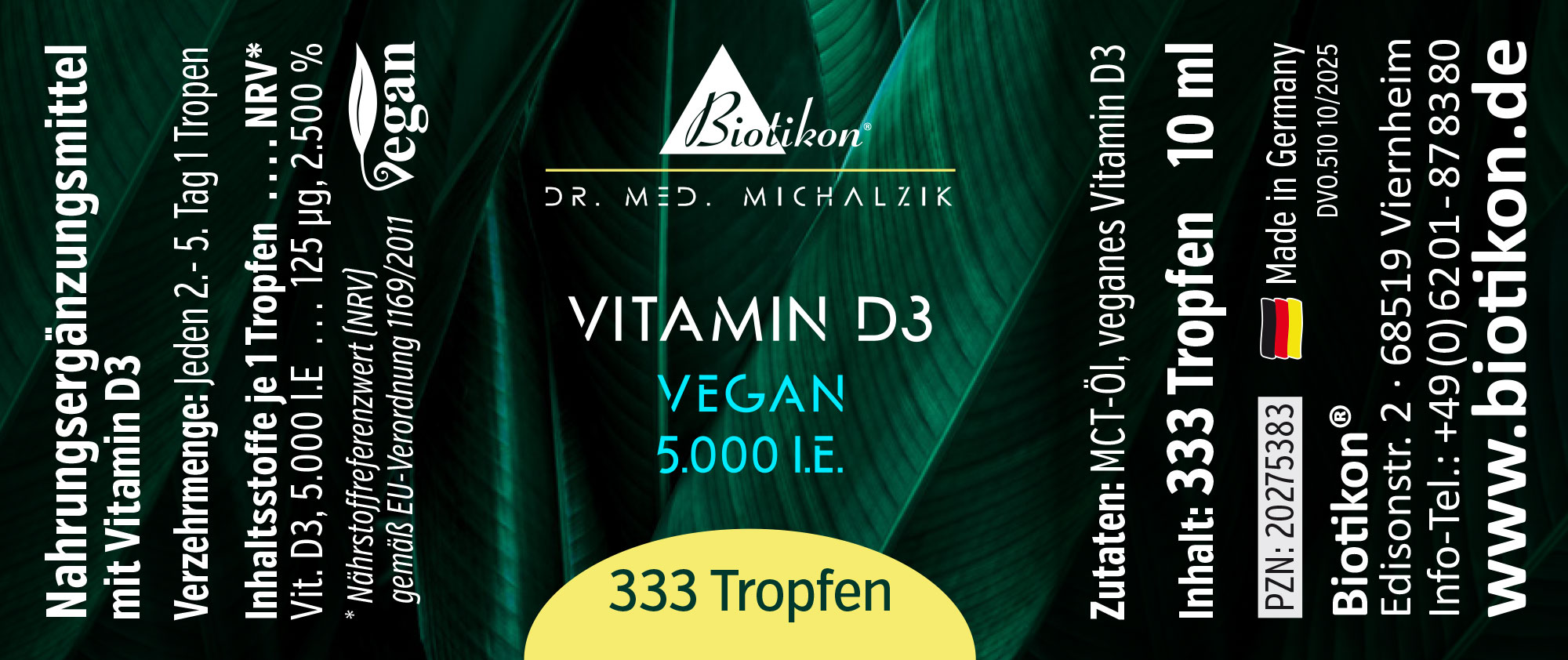 Vitamin D3 5.000 I.E. Tropfen vegan