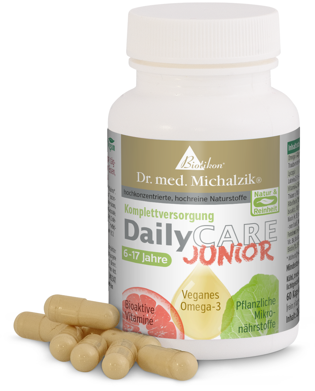 DailyCare Junior - Bioaktive Vitamine, veganes Omega-3 + Spurenelemente und hochwertige Pflanzenstoffe