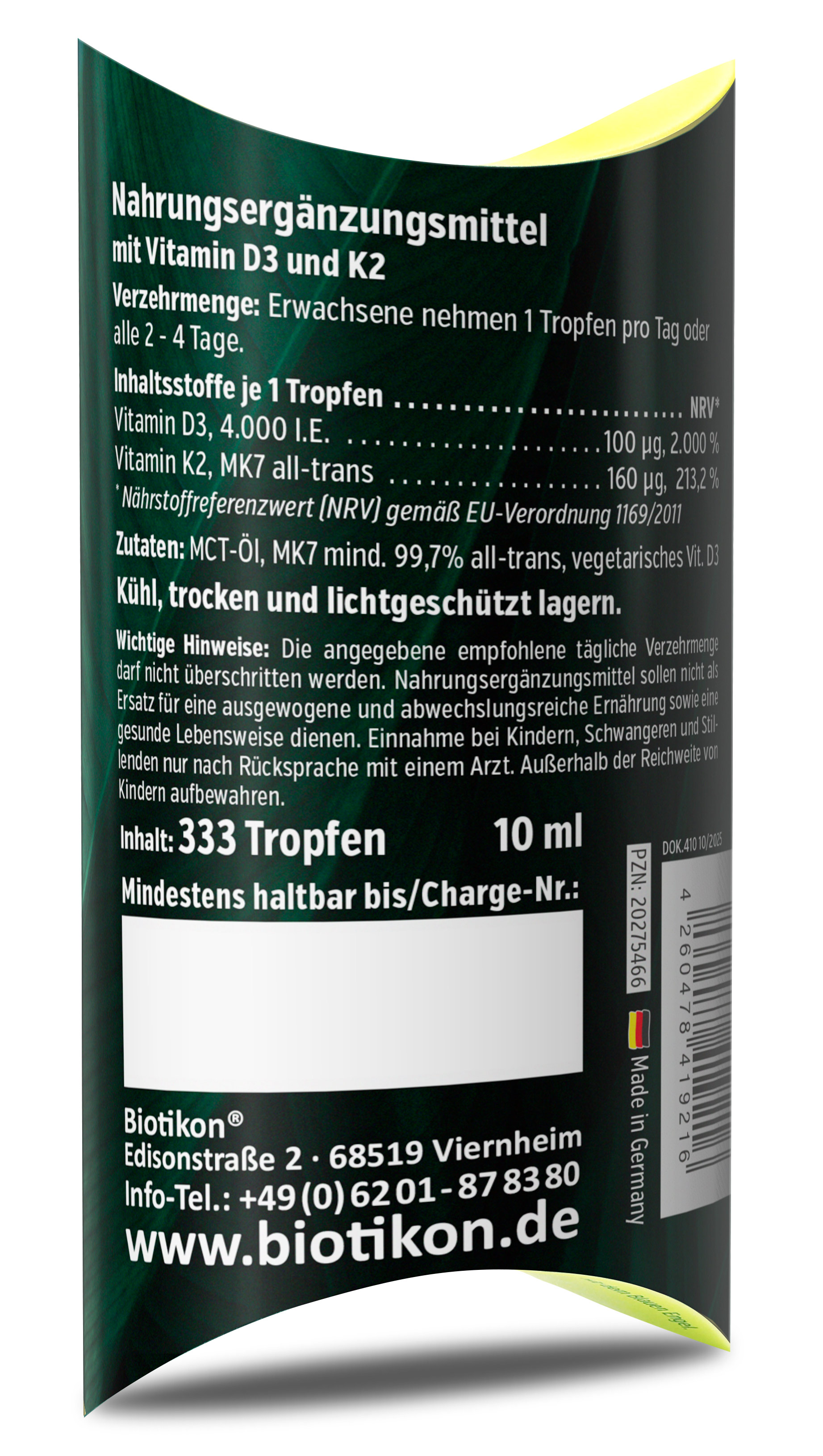 Vitamin D3 + K2 MK7 4.000 I.E. + 160 MCG Tropfen